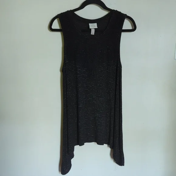 Knox Rose Black and White Striped Embroidered Tank Whimsigoth Women's Size L - Picture 2 of 5